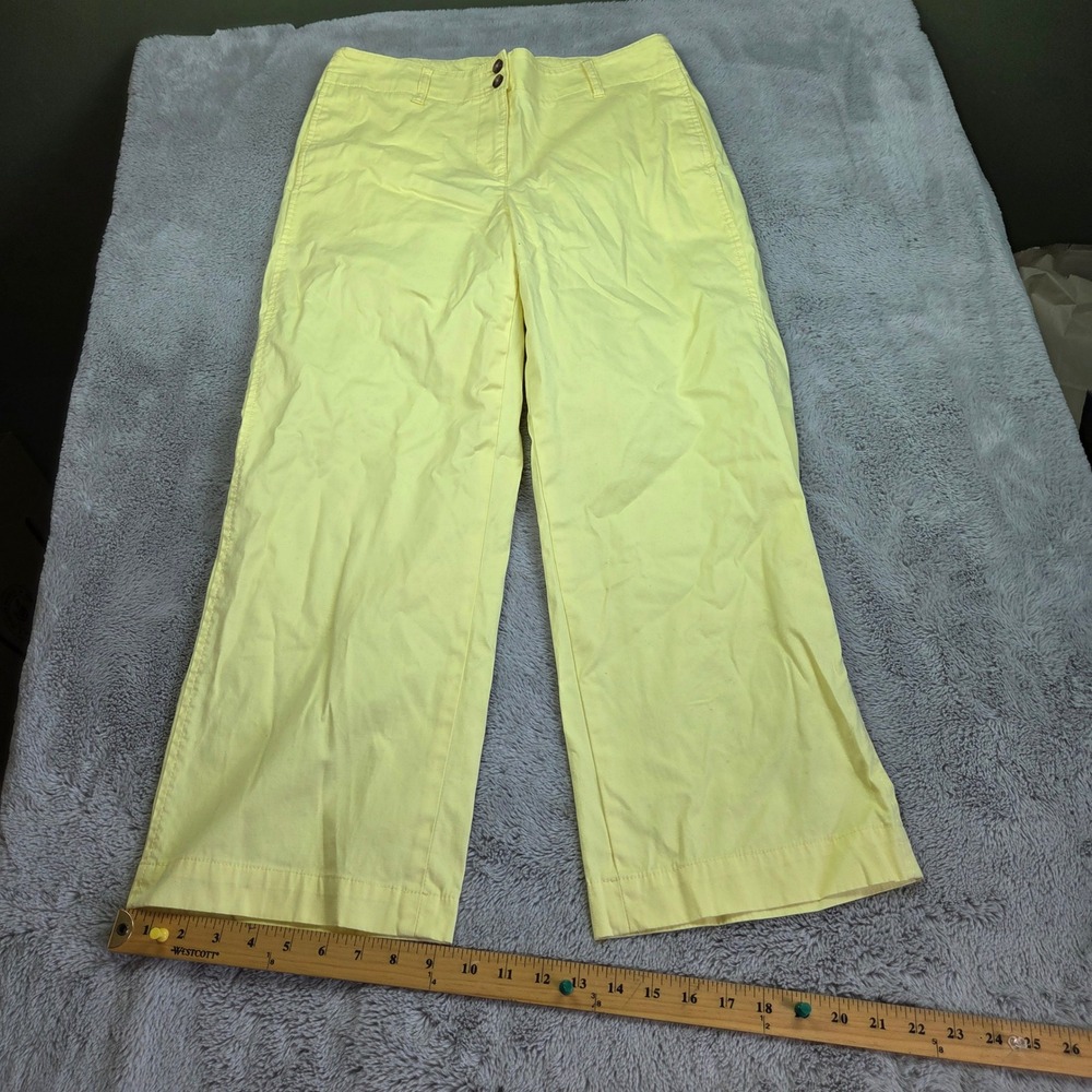 Talbots New England Chino Pants Womens Sz 8 Wide Leg Stretch High Rise Yellow